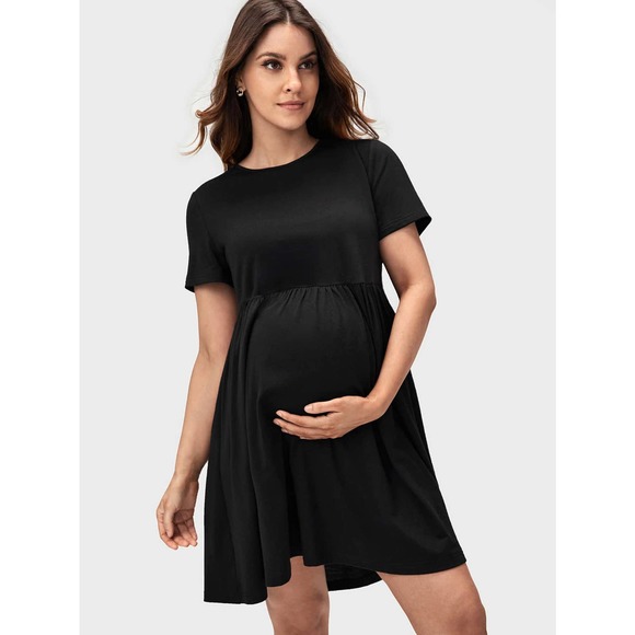 BASICS Maternity Solid Smock Dress - Picture 4 of 8